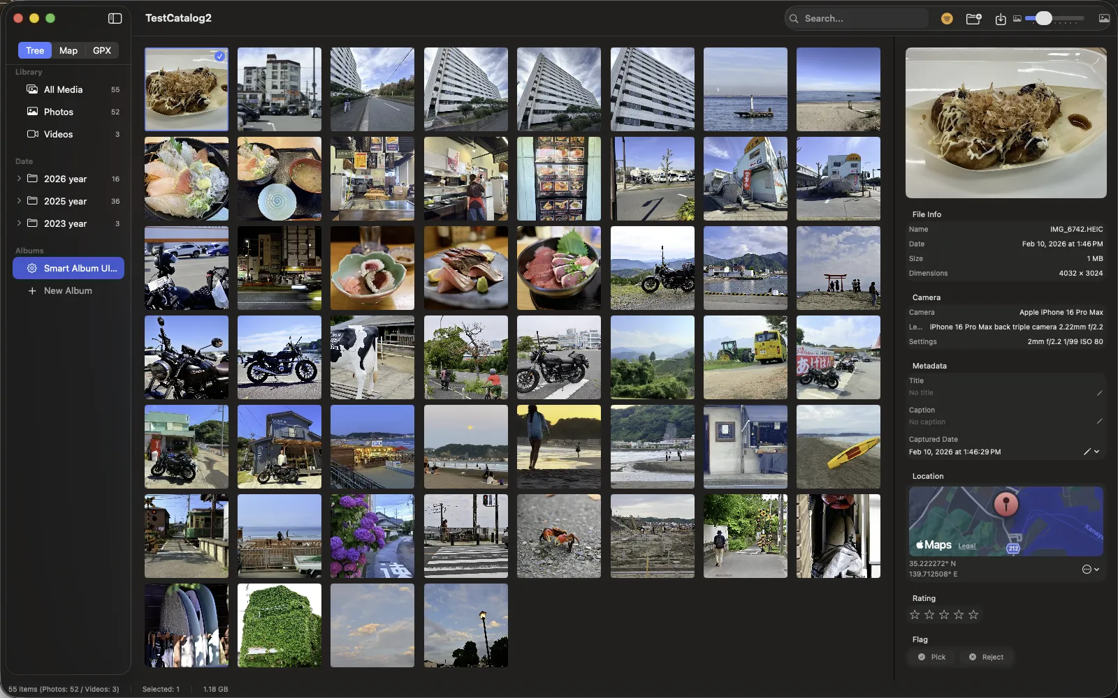 Album list and album contents