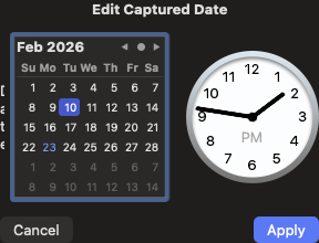 Metadata editing for capture date and GPS
