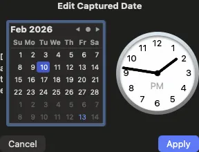 Metadata editing for capture date and GPS