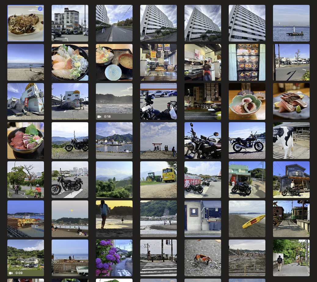 グリッドビュー（日付グループ表示）